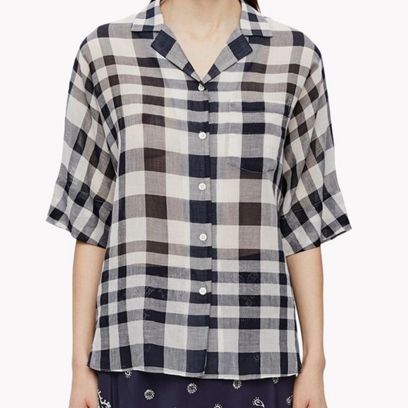 Theory M cotton classic camp blouse mint condition ultra light weight/classic - Picture 3 of 13
